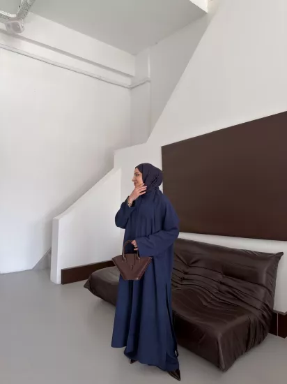 LACİVERT İBİZA KETEN  TAKIM 6171