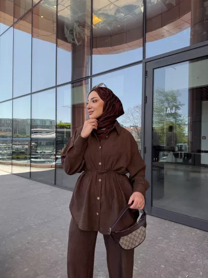 KAHVE  RİVA KETEN TAKIM 6158