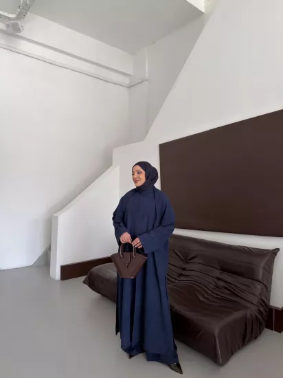 LACİVERT İBİZA KETEN  TAKIM 6171