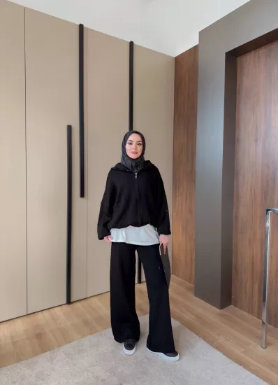 SİYAH  ESİLA FERMUARLI TRİKO TAKIM 2514