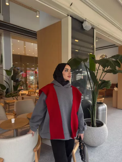 ANTRASİT KAPÜŞONLU BASİC SWEAT 1196