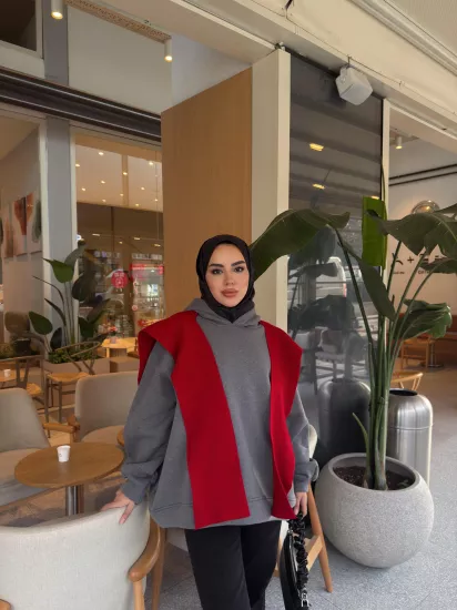 ANTRASİT KAPÜŞONLU BASİC SWEAT 1196