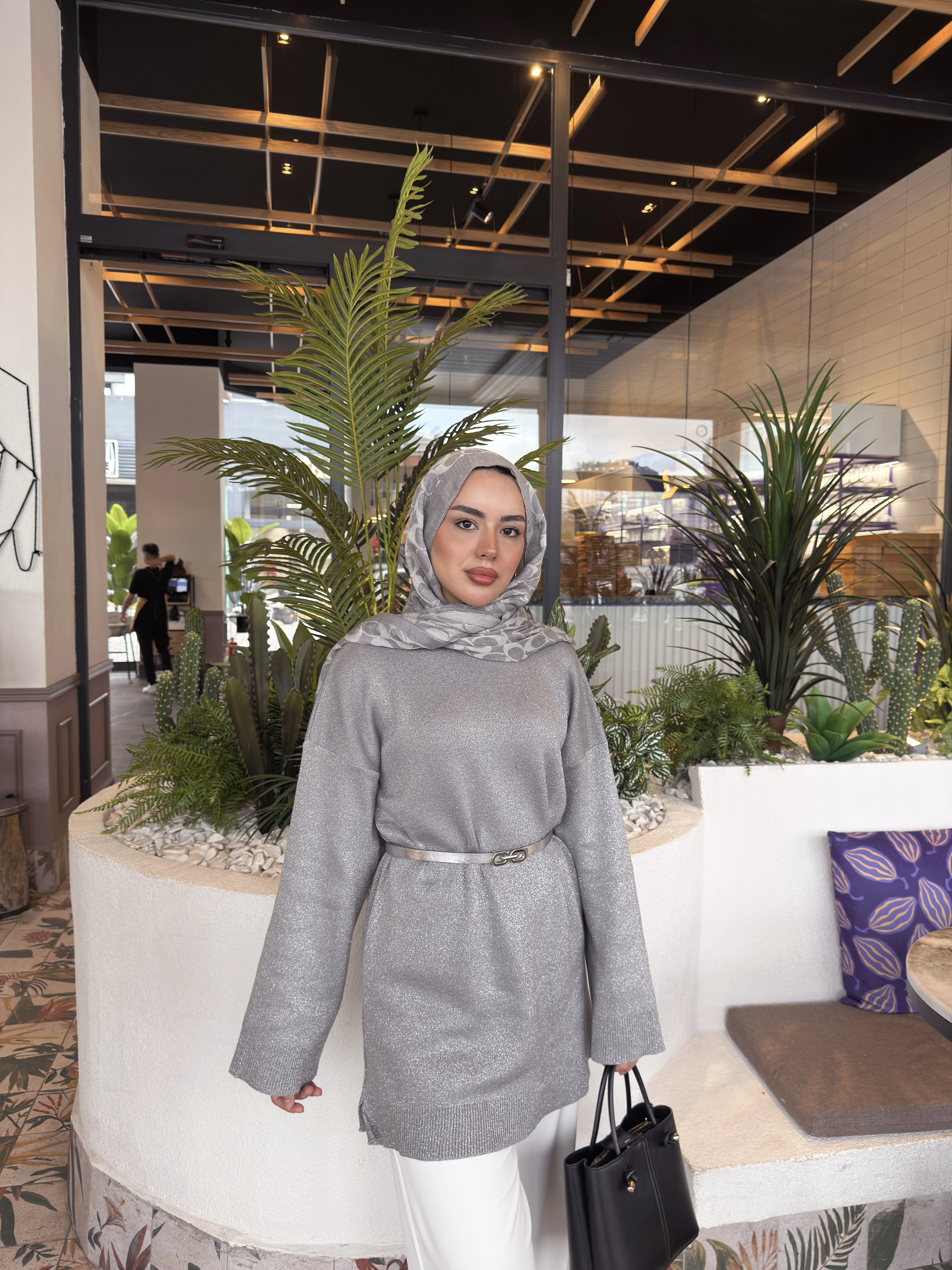 GRİ  SİMLİ TRİKO TUNİK