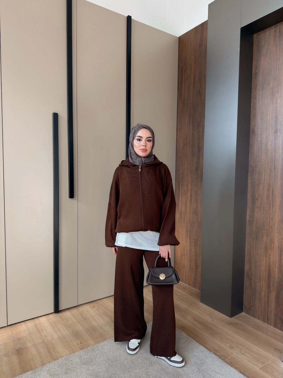 KAHVE ESİLA FERMUARLI TRİKO TAKIM 2514