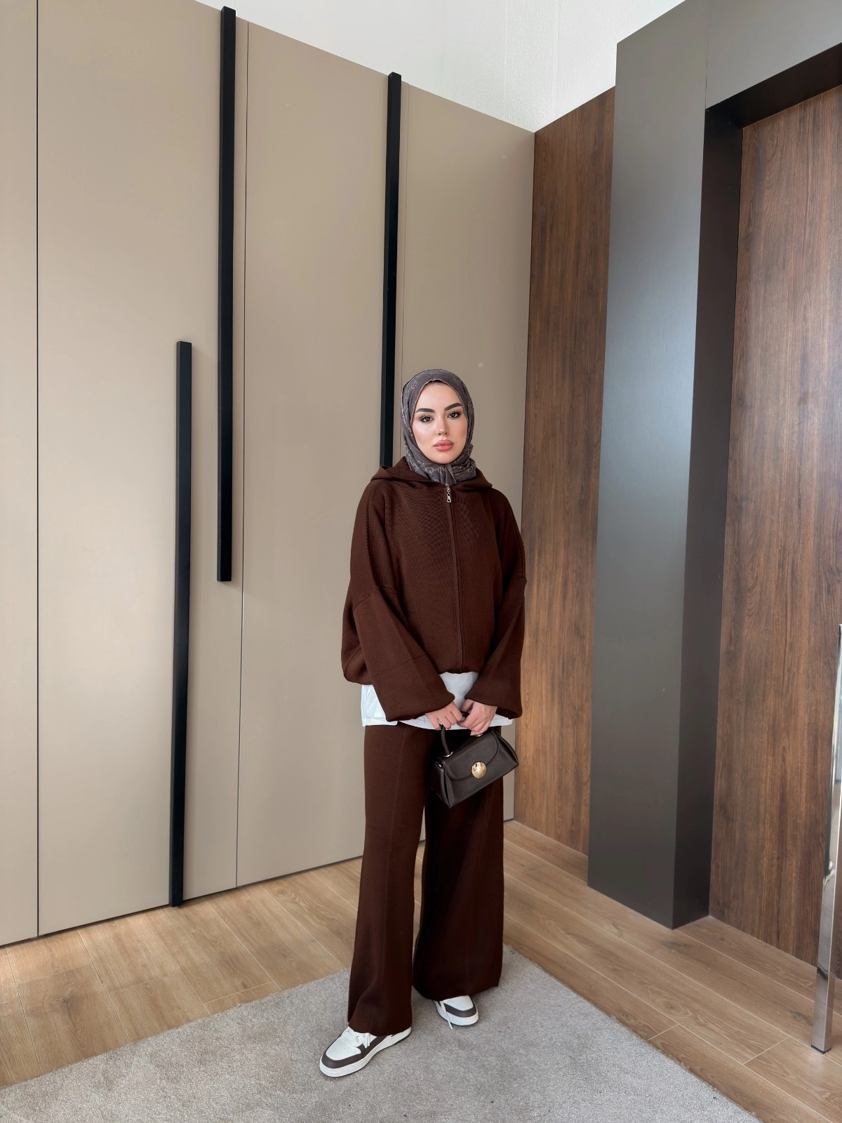 KAHVE ESİLA FERMUARLI TRİKO TAKIM 2514