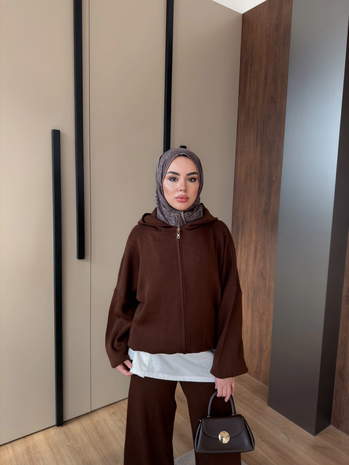 KAHVE ESİLA FERMUARLI TRİKO TAKIM 2514