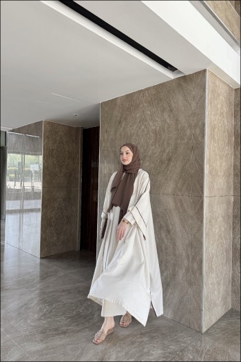 Bej Keten Abaya