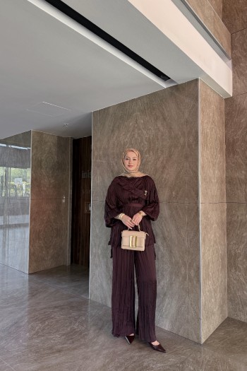 Bordo Arinya Şal Yaka Premium Takım