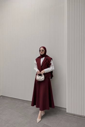Bordo Lari Etekli Takım