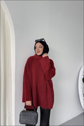 Bordo Lora Peluş Kazak