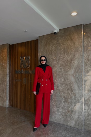 Kırmızı Bonica Blazer Takım