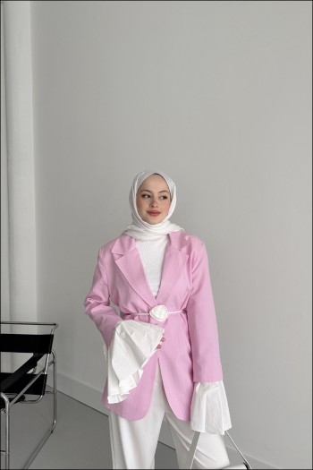 Pembe Emma Gül Detaylı Blazer Ceket