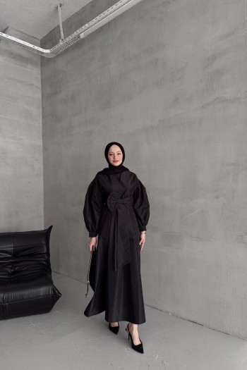 Siyah Faye Fiyonklu Elbise