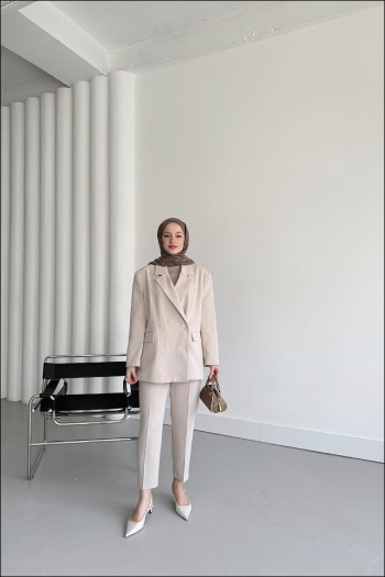 Taş Wendy Kemerli Blazer Takım