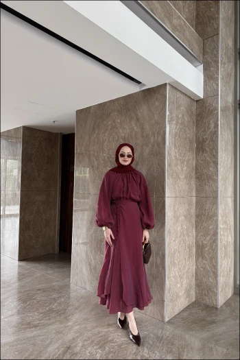 Bordo Darian Balon Kol Etekli Takım