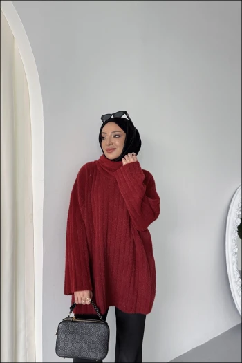 Bordo Lora Peluş Kazak