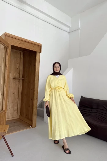 Sarı Olivia Elbise