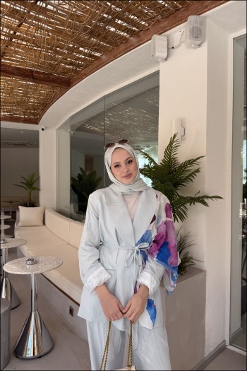 Bebe Mavi Dari Keten Blazer Takım
