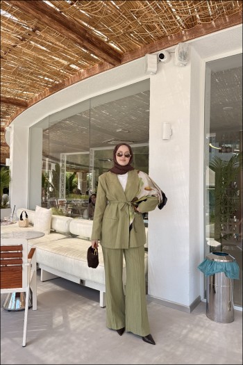 Çağla Dari Keten Blazer Takım