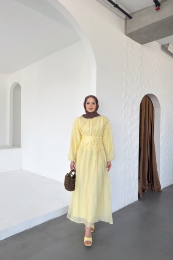 Sarı Alis Şifon Elbise