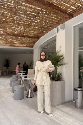 Taş Dari Keten Blazer Takım