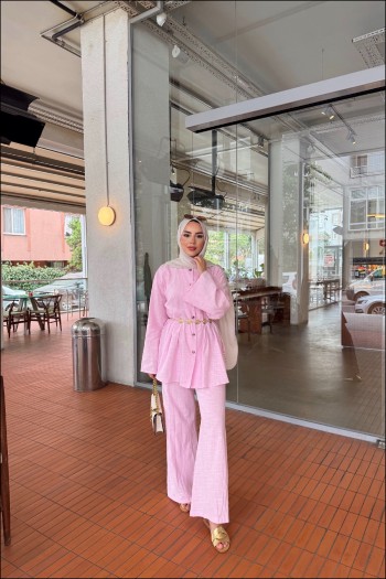 Pembe Dara Pantolonlu Takım