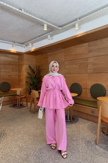 Pembe  Emse Apoletli Pantolonlu Takım