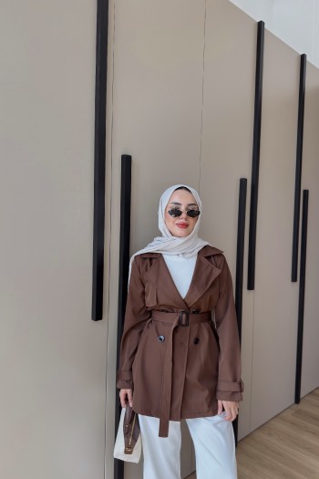 Acı Kahve Pamel Kısa Trençkot