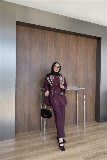 Bordo Perry Çıtçıtlı Takım