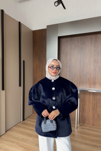 Lacivert Katerina Kaşe Ceket