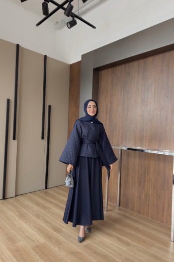 Lacivert Lora Kapitone Etekli Takım