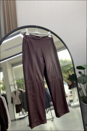 Bordo Deri Pantolon