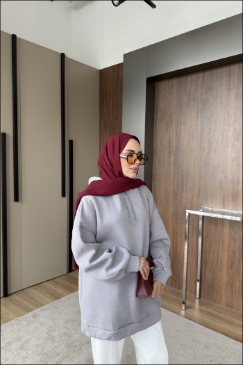Gri Lily Kapüşonlu Sweatshirt