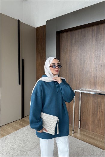 Petrol Lily Kapüşonlu Sweatshirt