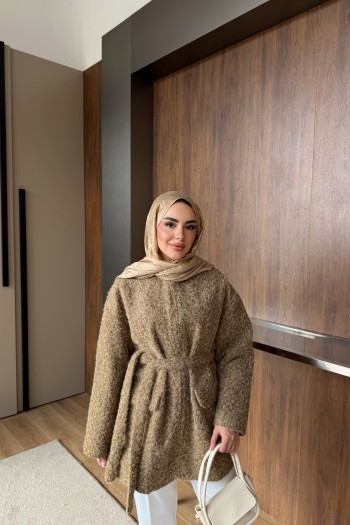 Taba Dora Fermuarlı Keçe Ceket