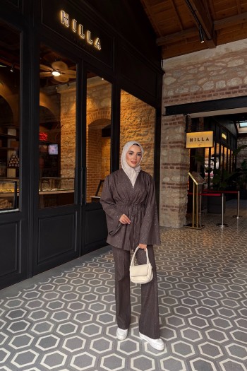 Kahve Mişa Belden Sıkmalı Takım