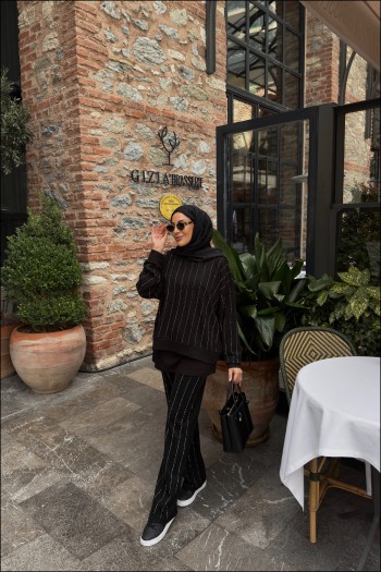 Siyah Sava Taşlı Takım