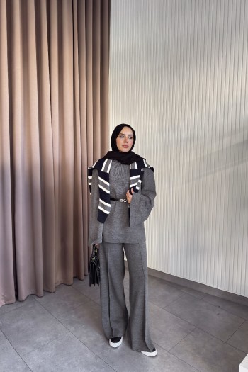 Antrasit Pırıl Triko Takım