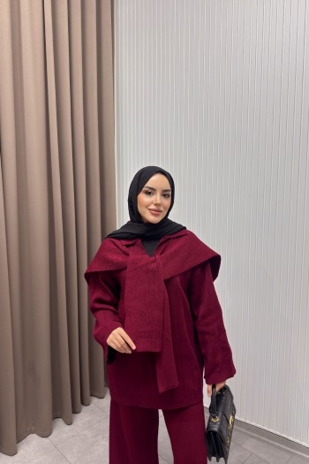 Bordo Şal Atkı