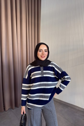 Lacivert Sino Polo Yaka Kazak