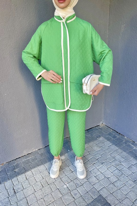 Yeşil Kapitone Ceketli Takım
