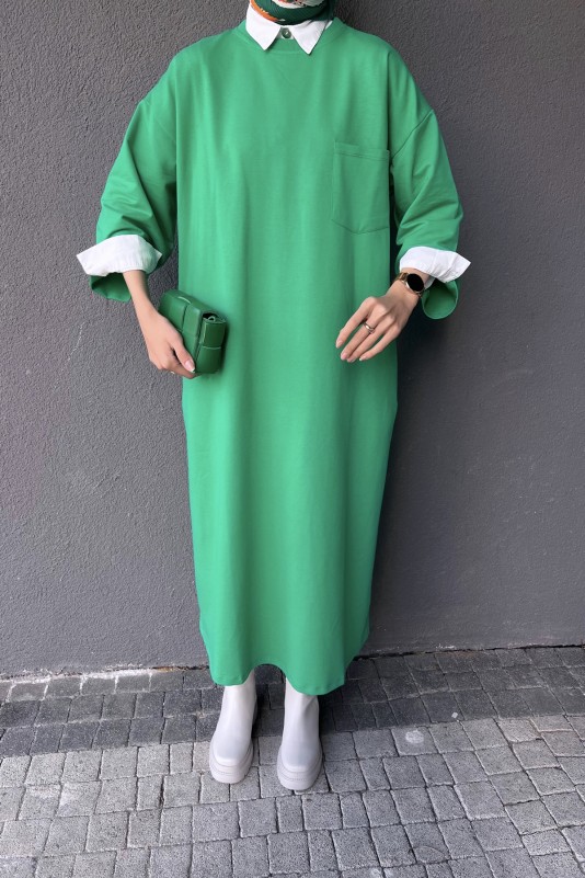Yeşil İki İplik Elbise