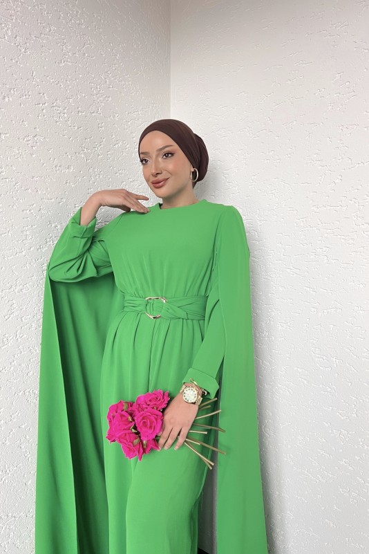 Benetton Yeşili Pelerinli Tulum