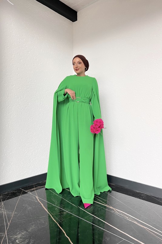 Benetton Yeşili Pelerinli Tulum