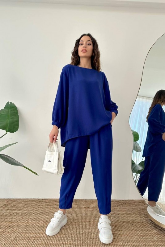 Saks İnci Düğmeli Pantolonlu Takım