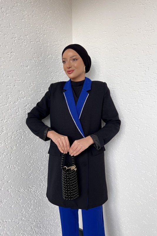 Saks Mavisi Bionce Garnili Krep Takım