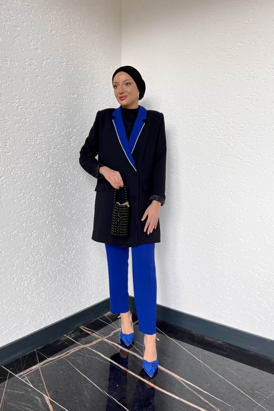Saks Mavisi Bionce Garnili Krep Takım