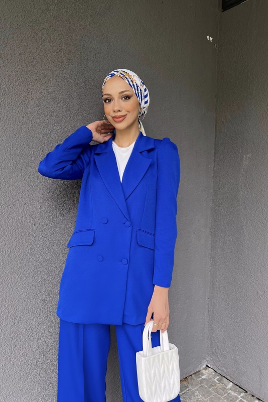 Saks Cep Detaylı Blazer Ceketli Takım