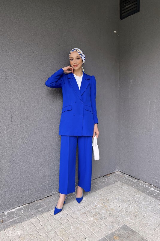Saks Cep Detaylı Blazer Ceketli Takım