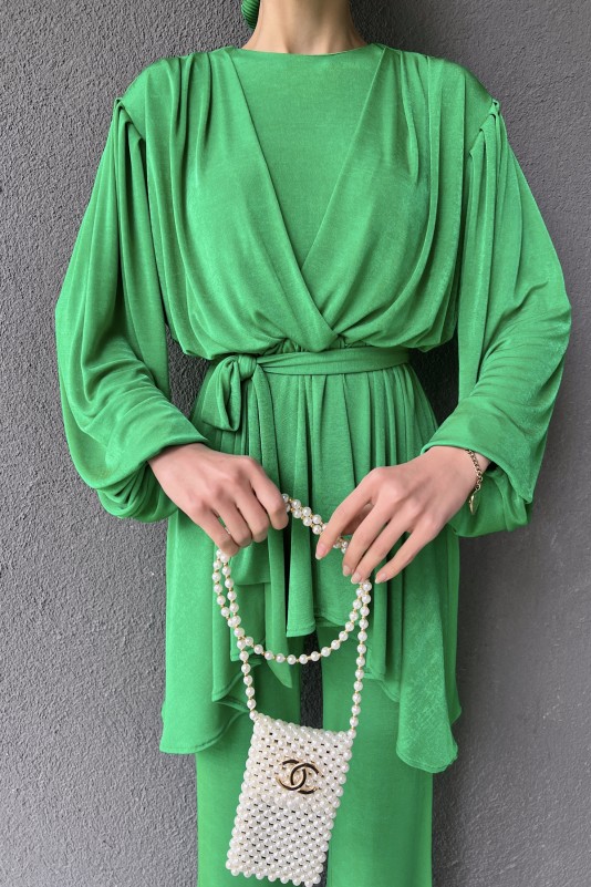 Benetton Yeşili Pile Detaylı Takım